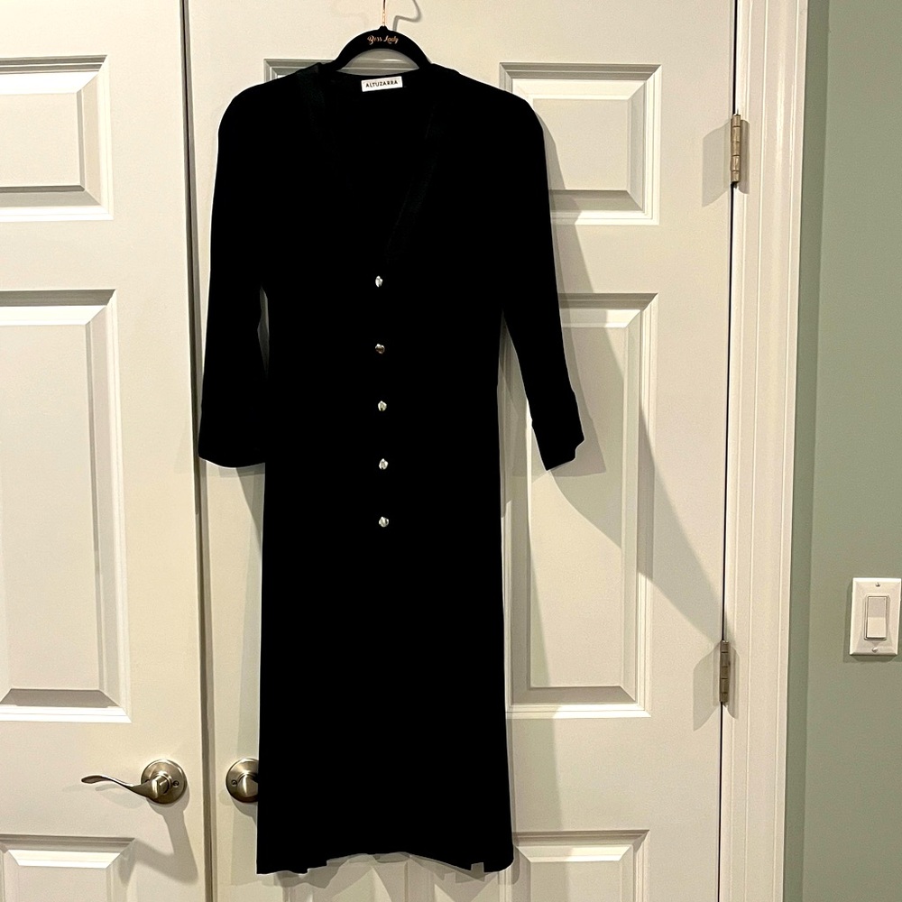 Altuzarra Black Long Sleeve Dress with Buttons